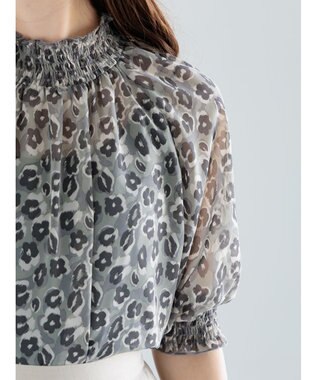 Te chichi パターンアソートシャーリングブラウス チャコールグレー