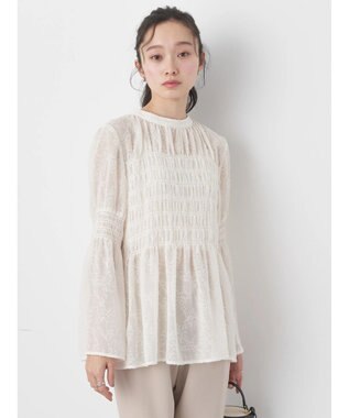 earth music&ecology ジャガードシャーリングプルオーバー Ivory