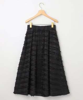 組曲 【WEB限定】ボーダーカットジャカード フレアスカート ブラック系