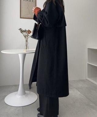WEGO スタンドカラーロングコート ブラック