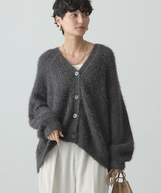 AMERICAN HOLIC Ｖネックシャギーニットカーディガン Charcoal Gray