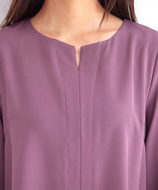 Tiaclasse 【洗える】キーネックバックフレアチュニックブラウス ピンク