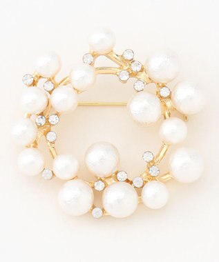 ANY サークルパールブローチ ゴールド