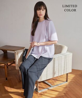 ICB 【新色追加・接触冷感・UVケア・速乾・洗える】 FluidBackSatin Tブラウス パールグレー系［WEB限定］