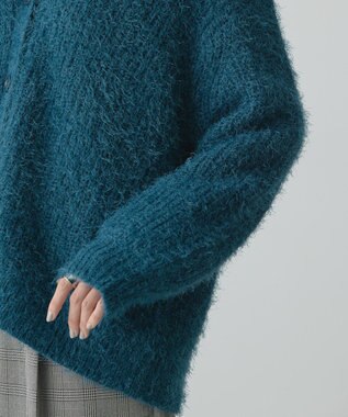 AMERICAN HOLIC Ｖネックシャギーニットカーディガン Blue Green