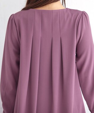 Tiaclasse 【洗える】キーネックバックフレアチュニックブラウス ピンク