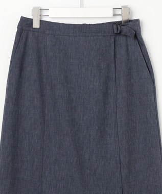 J.PRESS LADIES リネンバイオシャンブレー Aライン スカート ネイビー系