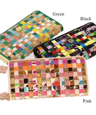 tsumori chisato CARRY エポネコメッシュ ラウンドファスナー長財布 ピンク