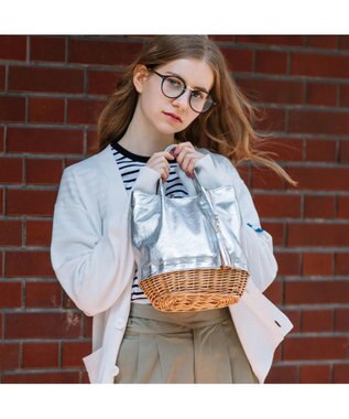 UNBILLION perche 牛革×ヤナギ底2wayトートバッグ シルバー