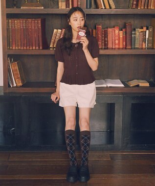 earth music&ecology アーガイルソックス Brown