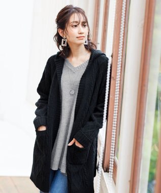 Tiaclasse L 【洗える】幅広く活躍が期待できるVネックリブニットチュニック グレー