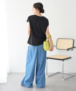 earth music&ecology 【遮熱・接触冷感・UVカット】フレンチスリーブTシャツ Black