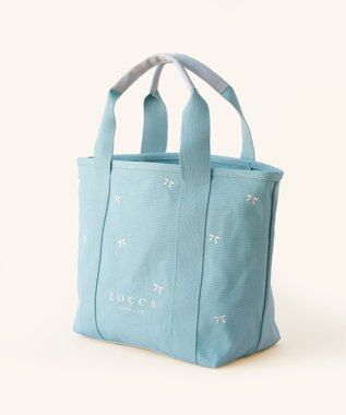 TOCCA 【大人百花コラボカラー有・WEB＆一部店舗限定】LUCKY SHOWER CANVASTOTE キャンバス トートバッグ ブルー×リボン柄