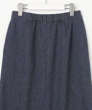 J.PRESS LADIES リネンバイオシャンブレー Aライン スカート ネイビー系