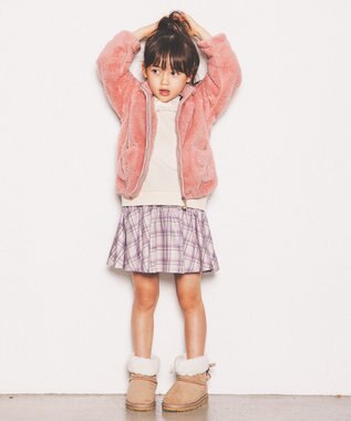 ANY KIDS チェック柄/アニマル柄スカパン ベージュ系チェック