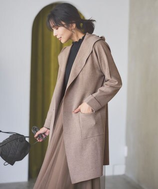 ANY L 【洗濯機可】フーディーコーディガン モカ