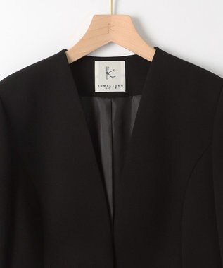 組曲 NOIR 【洗える】ウォッシャブルストレッチバックサテン ジャケット＋ワンピース ブラック系