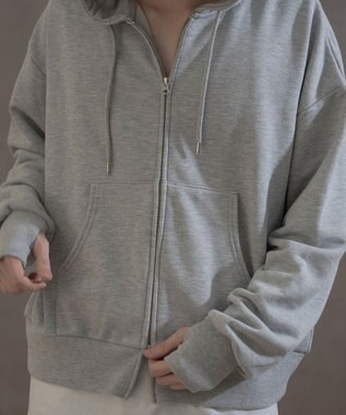 WEGO ショートダブルZIPパーカー 杢グレー