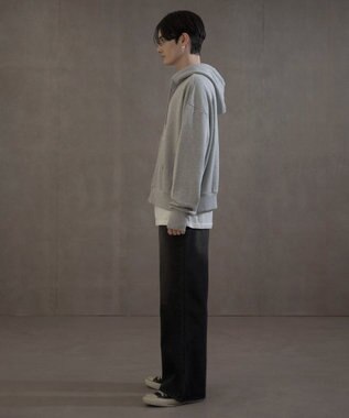 WEGO ショートダブルZIPパーカー 杢グレー