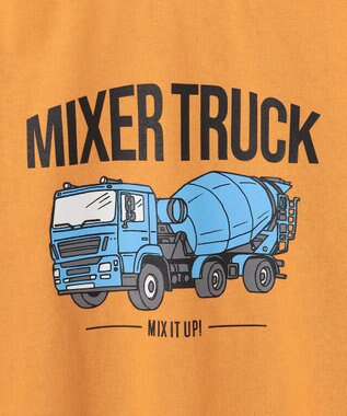 ANY KIDS はたらく車プリント 長袖Tシャツ マスタード