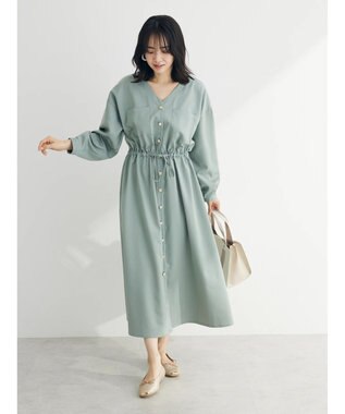 Green Parks ・ＥＬＥＮＣＡＲＥ　ＤＵＥ　Ｖネックイロイロ釦ワンピース Mint