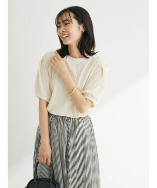 Green Parks 表面カットリブドッキングプルオーバー Ecru