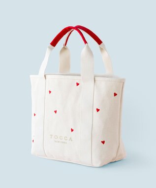 TOCCA 【大人百花コラボカラー有・WEB＆一部店舗限定】LUCKY SHOWER CANVASTOTE キャンバス トートバッグ オフ×ハート柄