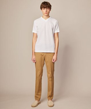 JOSEPH ABBOUD 【キングサイズ・オリジナルオーガニックコットン使用】JOE COTTONサッカー Vネック Tシャツ ホワイト系