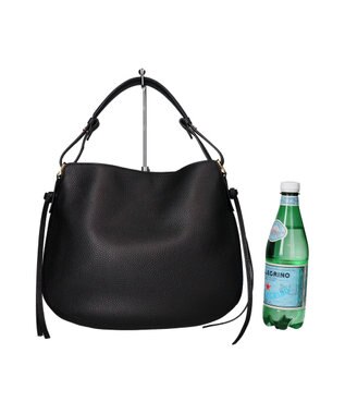 INTER-CHAUSSURES 【LORISTELLA】シュリンクレザーハンドバッグ ブラック