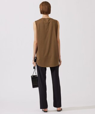 ICB L 【接触冷感・洗える】コンパクトスムース ノースリーブTシャツ ブラウン系