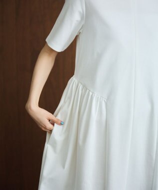 #Newans 【洗える】コクーンシルエットロングワンピース ホワイト