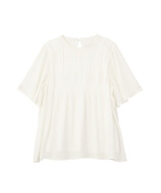 Green Parks マジョリカプリーツショートスリーブブラウス Off White
