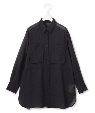 ICB L 【洗える】 PlaXシアーオーガンジー シャツ ブラック系