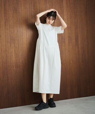 #Newans 【洗える】コクーンシルエットロングワンピース ホワイト