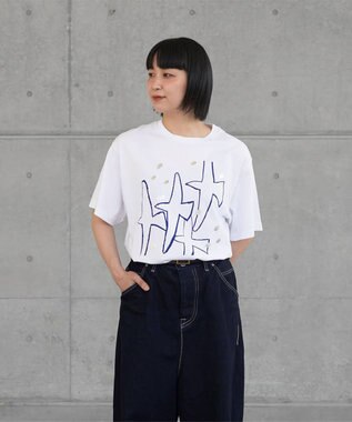 nitorito 【UNISEX】tori Tシャツ blue×(Silver箔プリント)