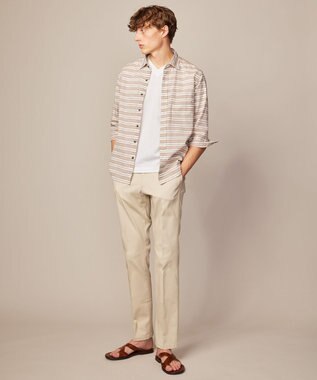 JOSEPH ABBOUD 【オリジナルオーガニックコットン使用】JOE COTTONサッカー Vネック Tシャツ ホワイト系