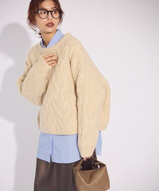 Green Parks ふわふわケーブルニットプルオーバー