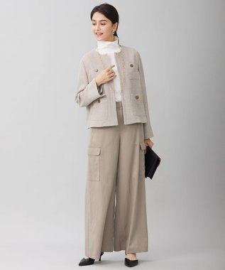 自由区 【洗える】ライトカラミノーカラー ジャケット カーキミックス