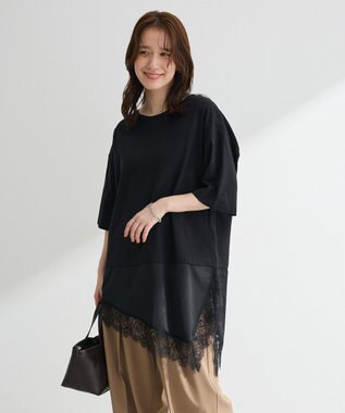 Green Parks レースドッキングＴシャツ Black