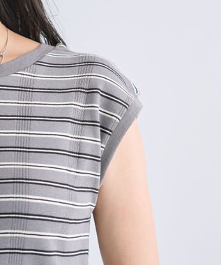 Green Parks マルチボーダーフレンチプルオーバー Gray