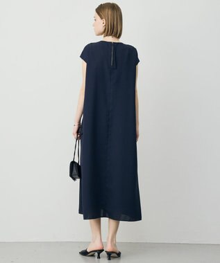 ICB ドライアセテートスラブ フレンチスリーブワンピース ネイビー