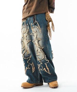 WEGO 【ユニセックス着用ITEM】フリンジデニムパンツ