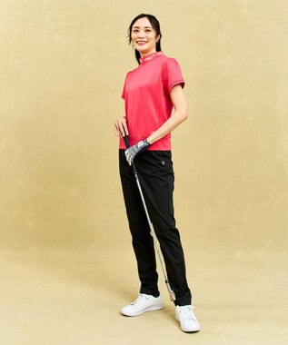 23区GOLF 【WOMEN】ライトダンボール ロゴリブモックネック ピンク系
