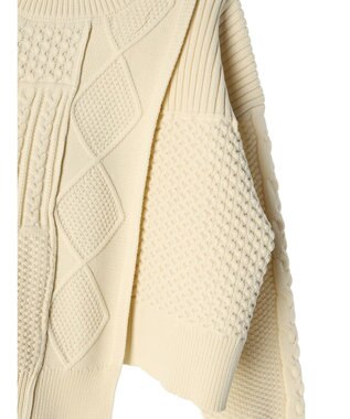 Green Parks ＫＢＦ　２ＷＡＹパッチワークニットカーディガン Off White