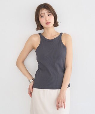 earth music&ecology アメスリテレコタンクトップ Charcoal Gray
