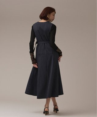 GRACE CONTINENTAL ストライプジャージワンピース ネイビー