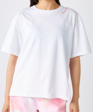 OP／FILA 【RUSTY】ニコちゃん×刺しゅう半袖Tシャツ ホワイト×ピンク