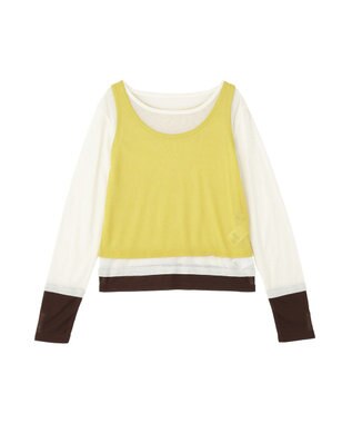 earth music&ecology SET2点ハイショクシアータンクトップ+ロンT Yellow