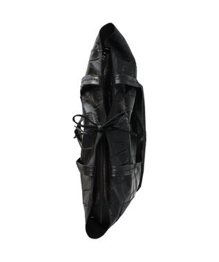 INTER-CHAUSSURES 【ANDREA CARDONE ITALI】ファスナー付き型押しレザートートバッグ ブラック型押