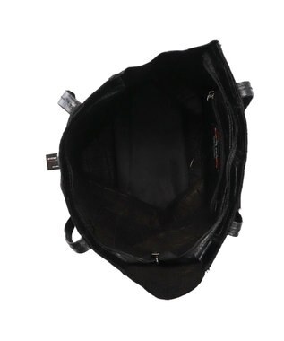 INTER-CHAUSSURES 【ANDREA CARDONE ITALI】ファスナー付き型押しレザートートバッグ ブラック型押